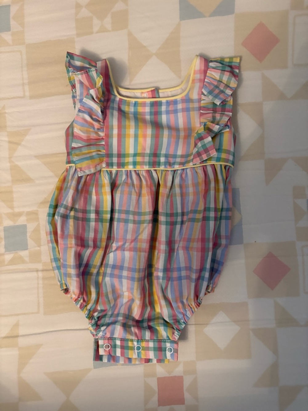 Ruth and Ralph Rainbow Plaid Baby Romper